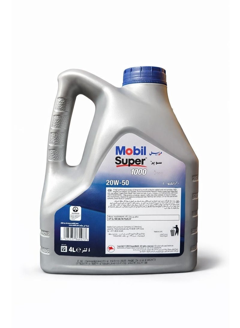 Mobil Super 1000 Engine Oil 20W-50 – 4L | High Performance Mineral Oil - Image 2
